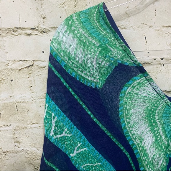 Mudpie Green Blue Linen Swim Coverup Poncho - Picture 2 of 4